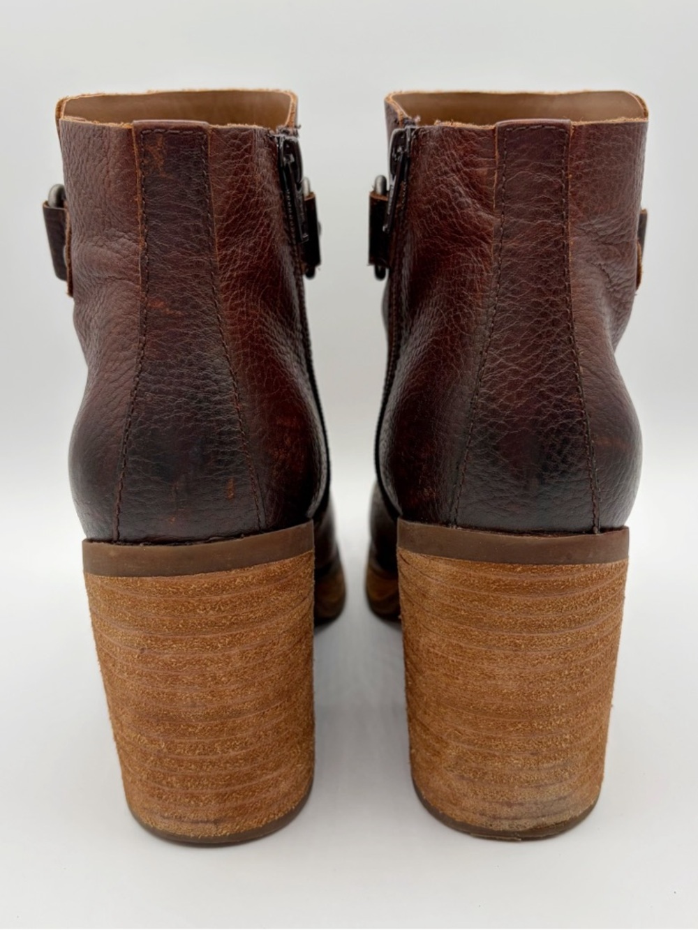 Korks By Kork-Ease Mertle Platform Square Toe Heel Ankle Boot Size 8 Oxblood - Picture 6 of 14